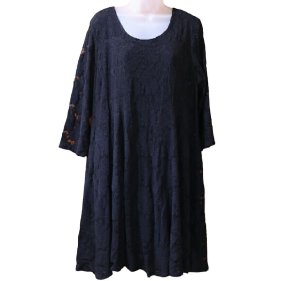 torrid Dresses & Skirts - Torrid Plus Size 2X Black Lace Skater Dress - Flared Long Sleeve Gothic